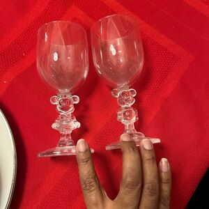 Clear Glass Wine glasses Mickey and Minnie Pair